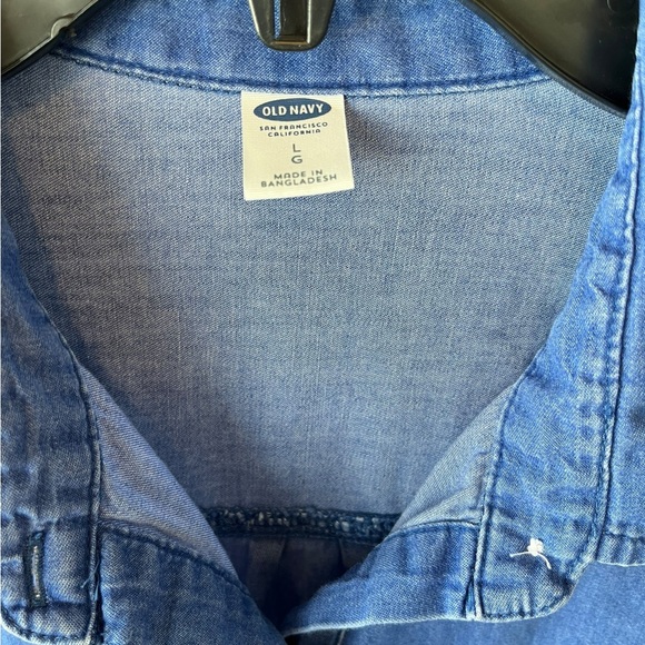 Old Navy Denim Chambray Tunic Dress Long Sleeve Popover Large - Picture 2 of 5
